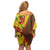 Samoan Culture Off Shoulder Short Dress Hibiscus and Ula Fala with Tapa Pattern YellowColor