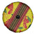 Samoan Culture Spare Tire Cover Hibiscus and Ula Fala with Tapa Pattern Yellow Color