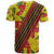 Samoan Culture T Shirt Hibiscus and Ula Fala with Tapa Pattern YellowColor