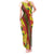 Samoan Culture Tank Maxi Dress Hibiscus and Ula Fala with Tapa Pattern YellowColor