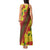 Samoan Culture Tank Maxi Dress Hibiscus and Ula Fala with Tapa Pattern YellowColor