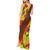 Samoan Culture Tank Maxi Dress Hibiscus and Ula Fala with Tapa Pattern YellowColor