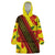 Samoan Culture Wearable Blanket Hoodie Hibiscus and Ula Fala with Tapa Pattern YellowColor