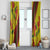 Samoan Culture Window Curtain Hibiscus and Ula Fala with Tapa Pattern Yellow Color