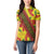 Samoan Culture Women Polo Shirt Hibiscus and Ula Fala with Tapa Pattern YellowColor