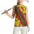 Samoan Culture Women Sleeveless Polo Shirt Hibiscus and Ula Fala with Tapa Pattern YellowColor