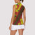 Samoan Culture Women Sleeveless Polo Shirt Hibiscus and Ula Fala with Tapa Pattern YellowColor