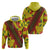 Samoan Culture Zip Hoodie Hibiscus and Ula Fala with Tapa Pattern YellowColor