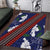 Samoan Culture Area Rug Hibiscus and Ula Fala with Tapa Pattern Blue Color