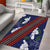 Samoan Culture Area Rug Hibiscus and Ula Fala with Tapa Pattern Blue Color