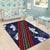 Samoan Culture Area Rug Hibiscus and Ula Fala with Tapa Pattern Blue Color