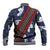 Samoan Culture Baseball Jacket Hibiscus and Ula Fala with Tapa Pattern Blue Color