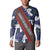 Samoan Culture Button Sweatshirt Hibiscus and Ula Fala with Tapa Pattern Blue Color