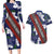 Samoan Culture Couples Matching Long Sleeve Bodycon Dress and Hawaiian Shirt Hibiscus and Ula Fala with Tapa Pattern Blue Color