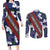 Samoan Culture Couples Matching Long Sleeve Bodycon Dress and Long Sleeve Button Shirt Hibiscus and Ula Fala with Tapa Pattern Blue Color