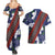 Samoan Culture Couples Matching Summer Maxi Dress and Hawaiian Shirt Hibiscus and Ula Fala with Tapa Pattern Blue Color