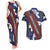 Samoan Culture Couples Matching Tank Maxi Dress and Hawaiian Shirt Hibiscus and Ula Fala with Tapa Pattern Blue Color