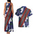 Samoan Culture Couples Matching Tank Maxi Dress and Hawaiian Shirt Hibiscus and Ula Fala with Tapa Pattern Blue Color