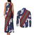 Samoan Culture Couples Matching Tank Maxi Dress and Long Sleeve Button Shirt Hibiscus and Ula Fala with Tapa Pattern Blue Color