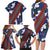 Samoan Culture Family Matching Long Sleeve Bodycon Dress and Hawaiian Shirt Hibiscus and Ula Fala with Tapa Pattern Blue Color