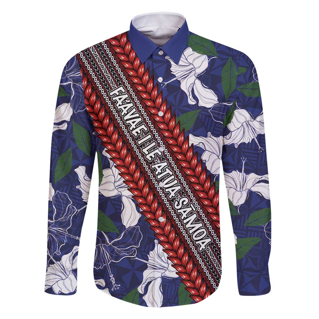 Samoan Culture Family Matching Off Shoulder Maxi Dress and Hawaiian Shirt Hibiscus and Ula Fala with Tapa Pattern Blue Color