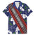 Samoan Culture Family Matching Off Shoulder Short Dress and Hawaiian Shirt Hibiscus and Ula Fala with Tapa Pattern Blue Color