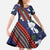 Samoan Culture Family Matching Summer Maxi Dress and Hawaiian Shirt Hibiscus and Ula Fala with Tapa Pattern Blue Color