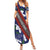 Samoan Culture Family Matching Summer Maxi Dress and Hawaiian Shirt Hibiscus and Ula Fala with Tapa Pattern Blue Color