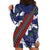 Samoan Culture Hoodie Dress Hibiscus and Ula Fala with Tapa Pattern Blue Color