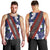 Samoan Culture Men Tank Top Hibiscus and Ula Fala with Tapa Pattern Blue Color