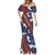 Samoan Culture Mermaid Dress Hibiscus and Ula Fala with Tapa Pattern Blue Color