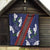 Samoan Culture Quilt Hibiscus and Ula Fala with Tapa Pattern Blue Color