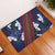 Samoan Culture Rubber Doormat Hibiscus and Ula Fala with Tapa Pattern Blue Color