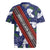 Samoan Culture Rugby Jersey Hibiscus and Ula Fala with Tapa Pattern Blue Color