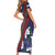 Samoan Culture Short Sleeve Bodycon Dress Hibiscus and Ula Fala with Tapa Pattern Blue Color