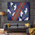 Samoan Culture Tapestry Hibiscus and Ula Fala with Tapa Pattern Blue Color