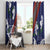 Samoan Culture Window Curtain Hibiscus and Ula Fala with Tapa Pattern Blue Color