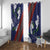 Samoan Culture Window Curtain Hibiscus and Ula Fala with Tapa Pattern Blue Color