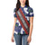 Samoan Culture Women Polo Shirt Hibiscus and Ula Fala with Tapa Pattern Blue Color