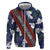 Samoan Culture Zip Hoodie Hibiscus and Ula Fala with Tapa Pattern Blue Color