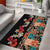 Hawaiian Hibiscus and Tropical Leaves Area Rug Patchwork Grunge Abstract Vintage Style