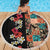 Hawaiian Hibiscus and Tropical Leaves Beach Blanket Patchwork Grunge Abstract Vintage Style