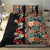 Hawaiian Hibiscus and Tropical Leaves Bedding Set Patchwork Grunge Abstract Vintage Style