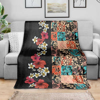 Hawaiian Hibiscus and Tropical Leaves Blanket Patchwork Grunge Abstract Vintage Style LT03 - Polynesian Pride