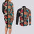 Hawaiian Hibiscus and Tropical Leaves Couples Matching Long Sleeve Bodycon Dress and Long Sleeve Button Shirt Patchwork Grunge Abstract Vintage Style