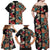 Hawaiian Hibiscus and Tropical Leaves Family Matching Off Shoulder Maxi Dress and Hawaiian Shirt Patchwork Grunge Abstract Vintage Style