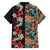 Hawaiian Hibiscus and Tropical Leaves Family Matching Puletasi and Hawaiian Shirt Patchwork Grunge Abstract Vintage Style