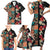 Hawaiian Hibiscus and Tropical Leaves Family Matching Short Sleeve Bodycon Dress and Hawaiian Shirt Patchwork Grunge Abstract Vintage Style