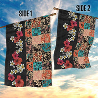 Hawaiian Hibiscus and Tropical Leaves Garden Flag Patchwork Grunge Abstract Vintage Style LT03 - Polynesian Pride