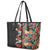 Hawaiian Hibiscus and Tropical Leaves Leather Tote Bag Patchwork Grunge Abstract Vintage Style